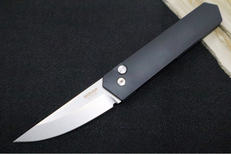 Boker Kwaiken Compact Auto - 154CM Steel / Stonewashed Kwaiken Blade / Black Anodized Aluminum 01BO254