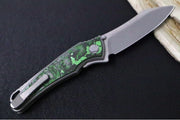 Hawk Knife Designs Talon Button Lock Flipper - Jungle Carbon Fiber Inlay & Tumbled Titanium Handle / M390 Steel / Tumbled Finish / Sheepsfoot Blade - Northwest Knives