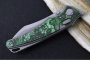 Hawk Knife Designs Talon Button Lock Flipper - Jungle Carbon Fiber Inlay & Tumbled Titanium Handle / M390 Steel / Tumbled Finish / Sheepsfoot Blade - Northwest Knives