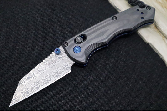 Benchmade 290-241 Full Immunity - Etched Damasteel Blade / Wharncliffe Blade / Unidirectional Carbon Fiber Handle / Blue PVD Accents