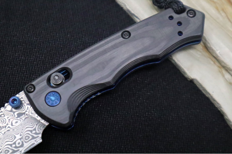 Benchmade 290-241 Full Immunity - Etched Damasteel Blade / Wharncliffe Blade / Unidirectional Carbon Fiber Handle / Blue PVD Accents