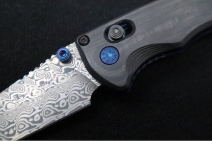 Benchmade 290-241 Full Immunity - Etched Damasteel Blade / Wharncliffe Blade / Unidirectional Carbon Fiber Handle / Blue PVD Accents