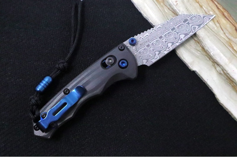 Benchmade 290-241 Full Immunity - Etched Damasteel Blade / Wharncliffe Blade / Unidirectional Carbon Fiber Handle / Blue PVD Accents