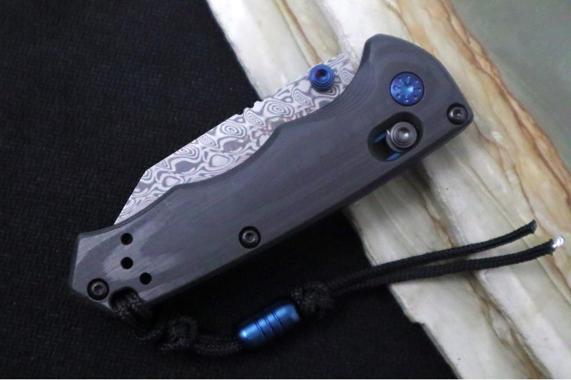 Benchmade 290-241 Full Immunity - Etched Damasteel Blade / Wharncliffe Blade / Unidirectional Carbon Fiber Handle / Blue PVD Accents