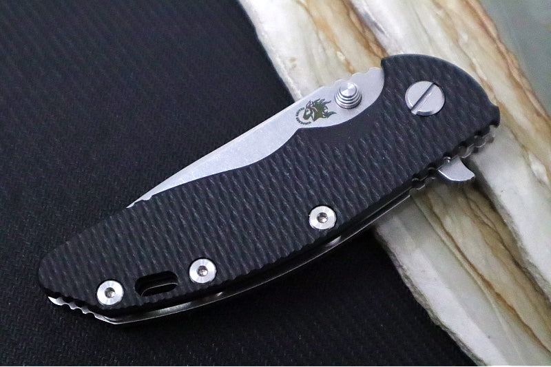 Rick Hinderer Knives XM-18 - 3.25" - Spearpoint Blade / Stonewashed Finish / CPM-S45VN / Black G-10 & Titanium Handle