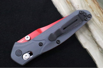 Benchmade 945RD-2401 Mini Osborne SHOT SHOW 2024 - Red Cerakote Reverse Tanto Blade / CPM-S90V / Gray G-10 Handle