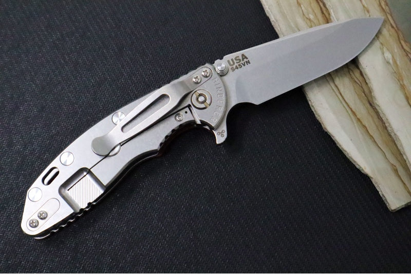 Rick Hinderer Knives XM-18 - 3.25" - Spearpoint Blade / Stonewashed Finish / CPM-S45VN / Red G-10 & Titanium Handle - Northwest Knives