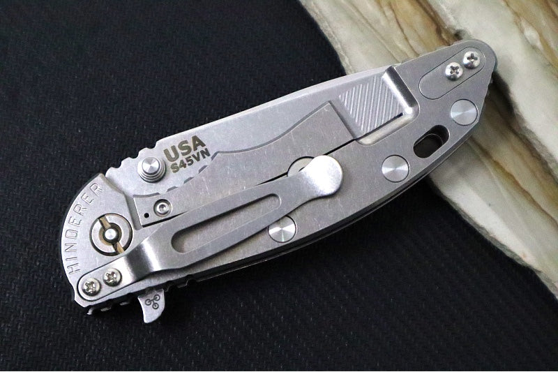 Rick Hinderer Knives XM-18 - 3.25" - Spearpoint Blade / Stonewashed Finish / CPM-S45VN / Red G-10 & Titanium Handle - Northwest Knives