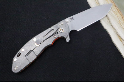 Rick Hinderer Knives XM-24 - 4" Spearpoint Blade / CPM-S45VN / Orange G-10 / Working Finish Titanium Frame