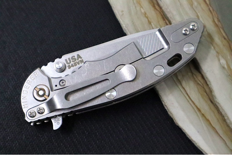 Rick Hinderer Knives XM-18 - 3.25" - Spearpoint Blade / Stonewashed Finish / CPM-S45VN / Coyote Tan G-10 & Titanium Handle