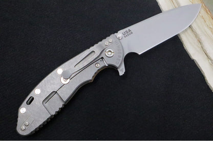 Rick Hinderer Knives XM-24 - 4" Spearpoint Blade / CPM-S45VN / Coyote Tan G-10 / Working Finish Titanium Frame