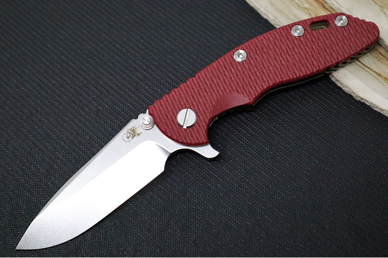 Rick Hinderer Knives XM-18 - 3.25" - Spearpoint Blade / Bronzed Stonewashed Finish / CPM-S45VN / Red G-10 & Titanium Handle - Northwest Knives