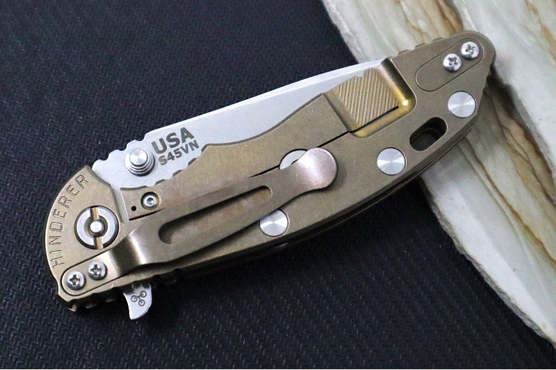 Rick Hinderer Knives XM-18 - 3.25" - Spearpoint Blade / Bronzed Stonewashed Finish / CPM-S45VN / Red G-10 & Titanium Handle - Northwest Knives