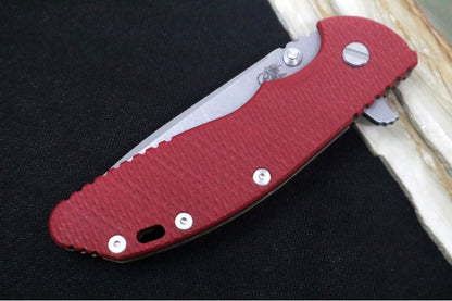 Rick Hinderer Knives XM-24 - 4" Spearpoint Blade / CPM-S45VN / Red G-10 / Battle Bronze Titanium Frame