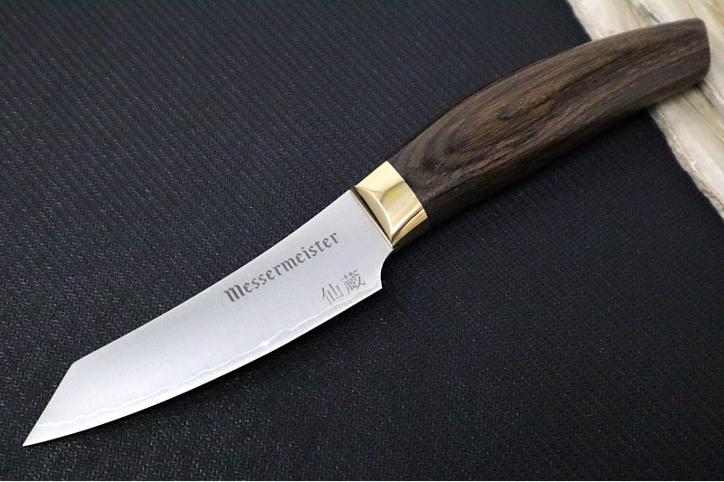 Messermeister Kawashima Series - 3.5" Paring Knife - Takefu San Mai Blade - Powdered SG2 Steel - Walnut Pakkawood Handle - Made in Seki City, Japan