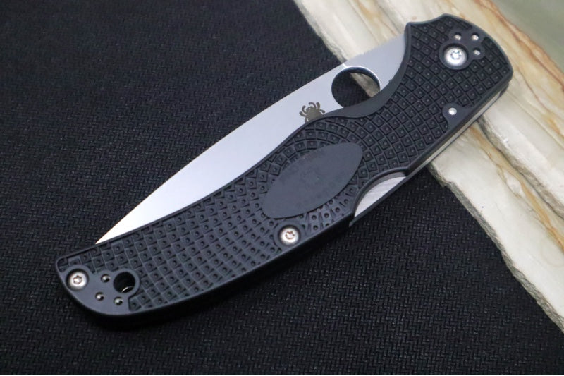 Spyderco Native Chief - Drop Point Blade with Partial Serrations / Satin Finish / Black FRN Handle Scales C244PSBK - Northwest Knives