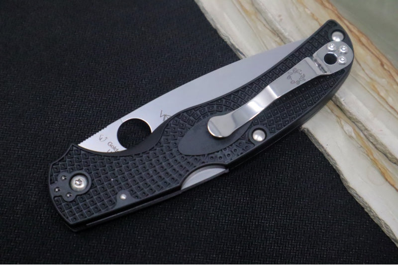 Spyderco Native Chief - Drop Point Blade with Partial Serrations / Satin Finish / Black FRN Handle Scales C244PSBK