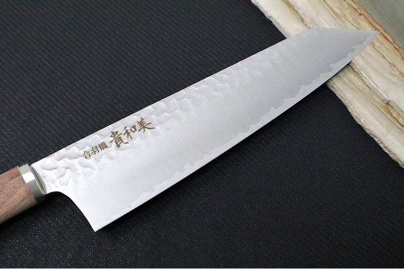 KIWAMI - 7" Bunka Knife - Tsuchime San-Mai VG-10 Steel - Rounded Wood Handle - Made in Seki City, Japan