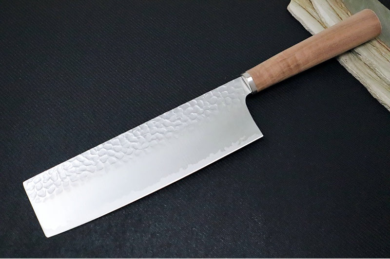 KIWAMI - 7" Nakiri Knife - Tsuchime San-Mai VG-10 Steel - Rounded Wood Handle - Made in Seki City, Japan