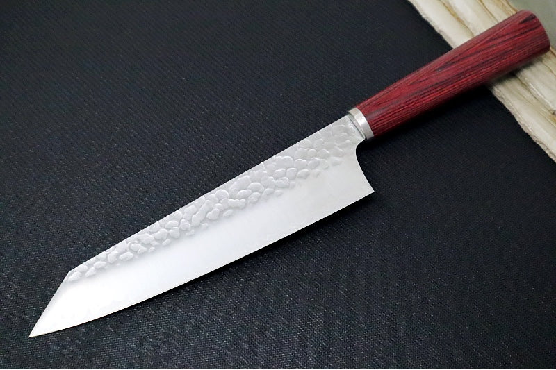 KIWAMI - 7" Bunka Knife - Tsuchime San-Mai VG-10 Steel - Red Rounded Wood Handle - Made in Seki City, Japan - Northwest Knives