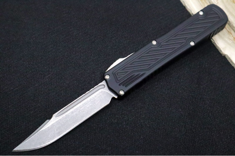 Guardian Tactical Scout OTF - Black Anodized Aluminum Handle / Stonewashed Single Edge Blade 143511