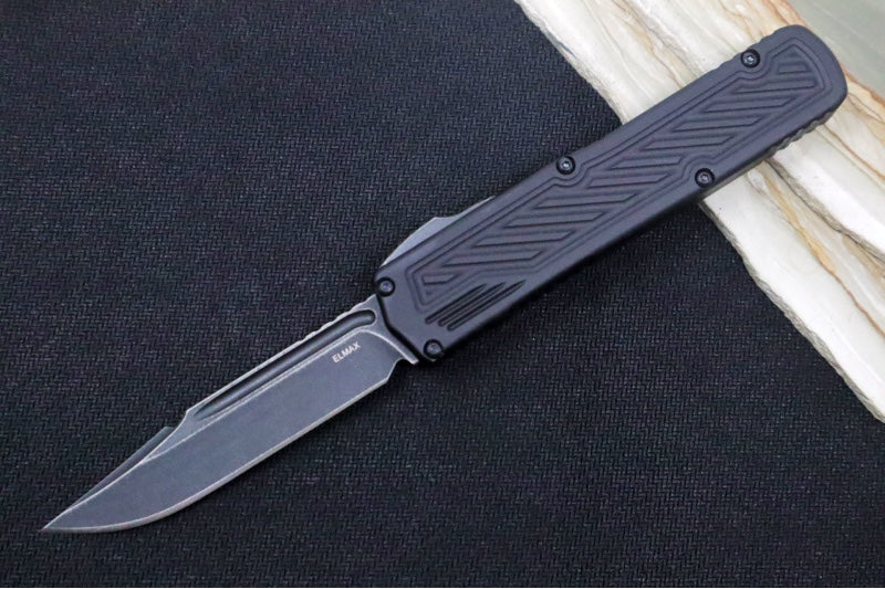 Guardian Tactical Scout OTF - Black Anodized Aluminum Handle / Dark Stonewashed Single Edge Blade 143611