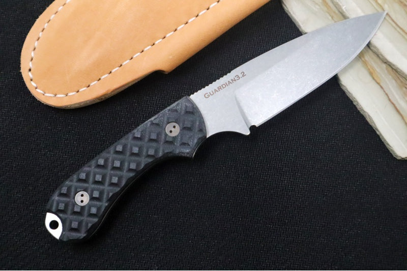 Bradford Knives Guardian 3.2S - Textured Black G-10 Handle / M390 Steel / Sabre Grind 3.2S-001-M390