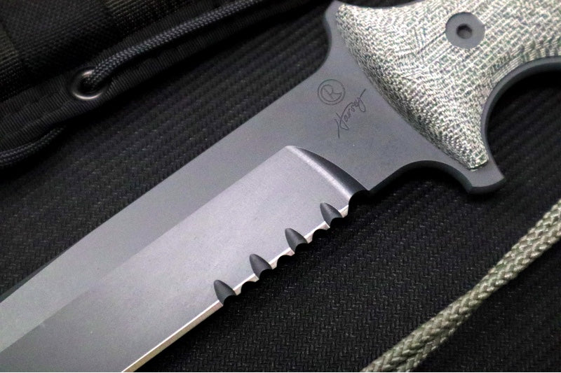 Chris Reeve Knives Green Beret 7" Fixed Blade - Partial Serrated Blade - Black GB7-1001