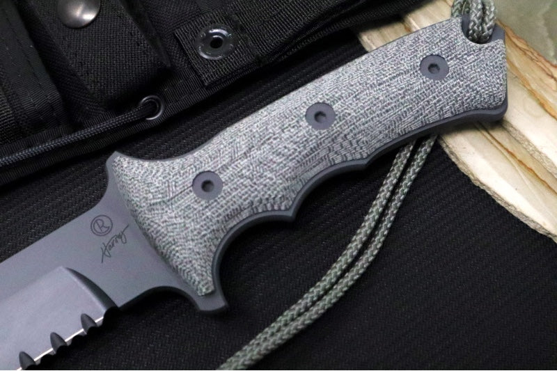 Chris Reeve Knives Green Beret 7" Fixed Blade - Partial Serrated Blade - Black GB7-1001