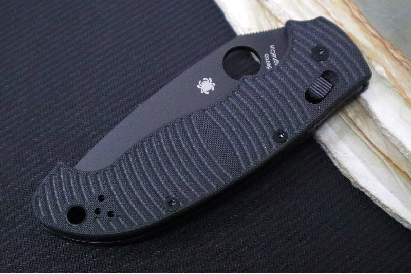 Spyderco Manix 2 XL - Black G-10 Handle / CPM-Magnacut Steel / DLC Black Finish / Leaf Shaped Blade C95GMCBKP2