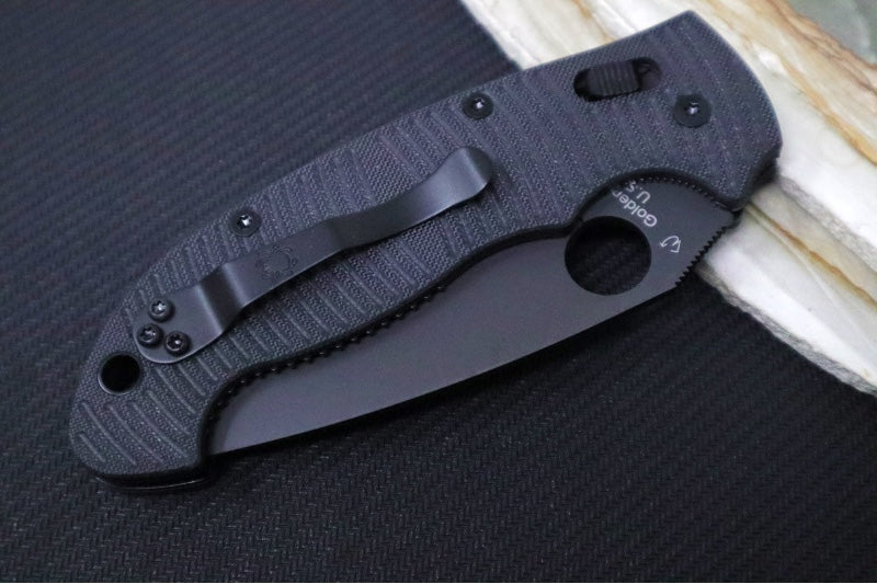 Spyderco Manix 2 XL - Black G-10 Handle / CPM-Magnacut Steel / DLC Black Finish / Leaf Shaped Blade C95GMCBKP2