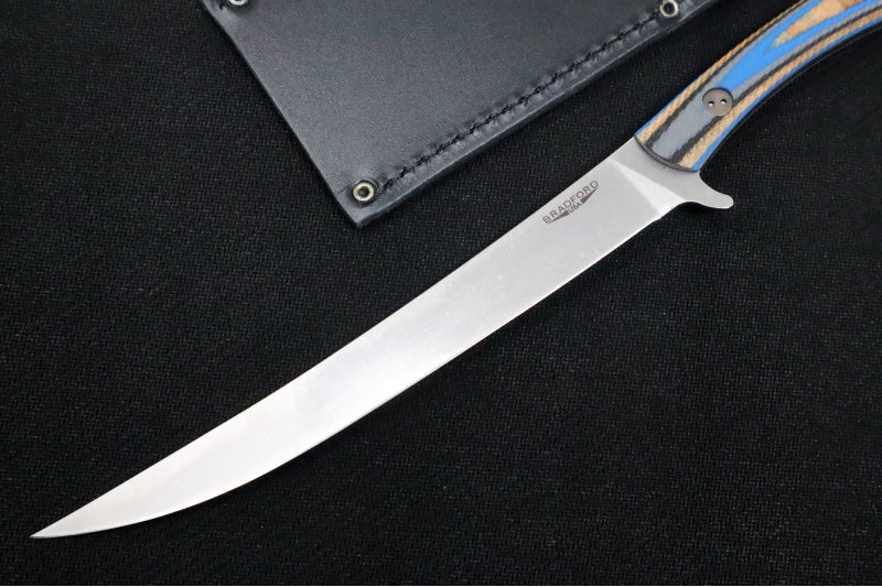 Bradford Knives Fillet N690 - 3D Blue Microtextured G-Wood Handle / N690 Blade / Full Height Flat Grind FILLET-200-N690