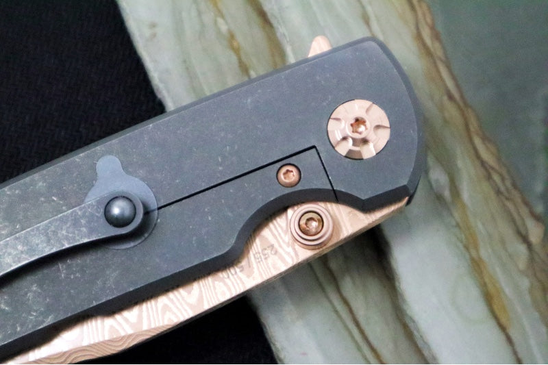 Boker M4 Sherman EDC Flipper Limited Edition - Rose Gold Coated Chad Nichols Damasteel Blade / Carbon Fiber Handle Scales / Rose Gold Damascus Backspacer - 110118DAM