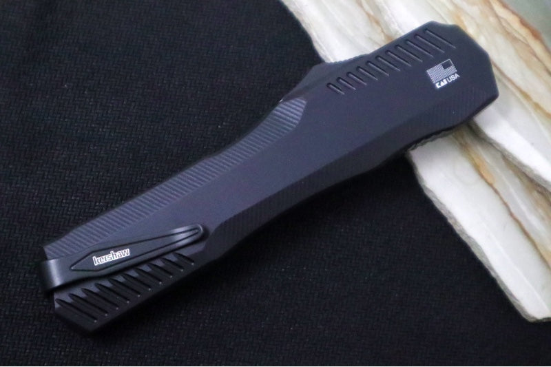 Kershaw 9000DE Livewire OTF - Black Anodized Aluminum Handle / CPM-Magnacut / Double Edge Blade / Black Finish - Northwest Knives