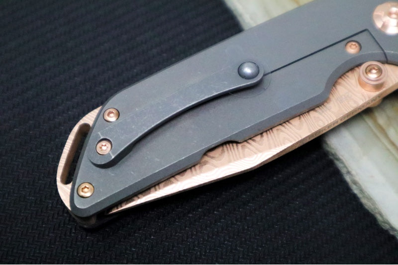 Boker M4 Sherman EDC Flipper Limited Edition - Rose Gold Coated Chad Nichols Damasteel Blade / Carbon Fiber Handle Scales / Rose Gold Damascus Backspacer - 110118DAM