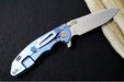 Rick Hinderer Knives XM-18 - 3.25" - Spearpoint Blade / Stonewashed Finish / CPM-S45VN / Blue & Black G-10 & Blue Stonewashed Titanium Handle - Northwest Knives