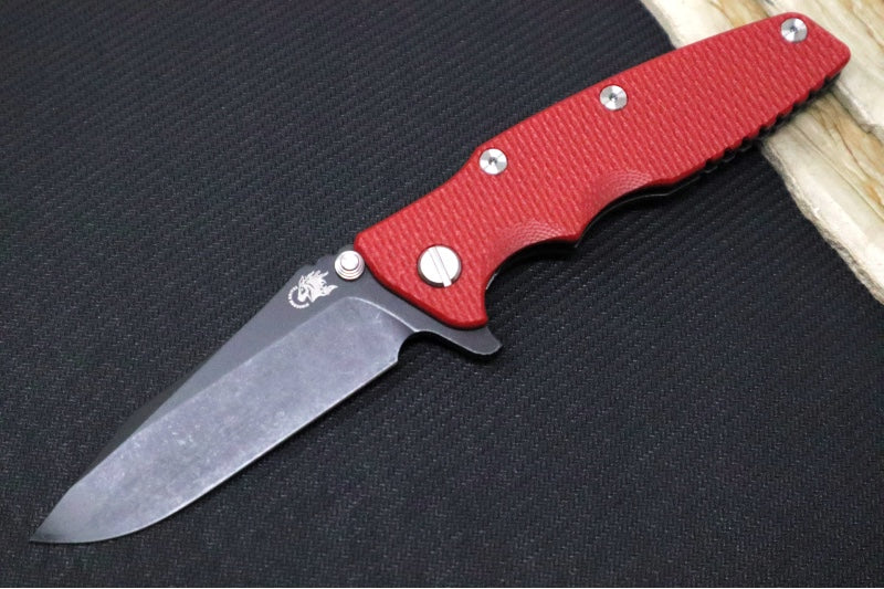 Rick Hinderer Knives Eklipse 3.5" - Spearpoint / Battle Black Anodized Frame / Red G-10 / CPM-S45VN - Northwest Knives