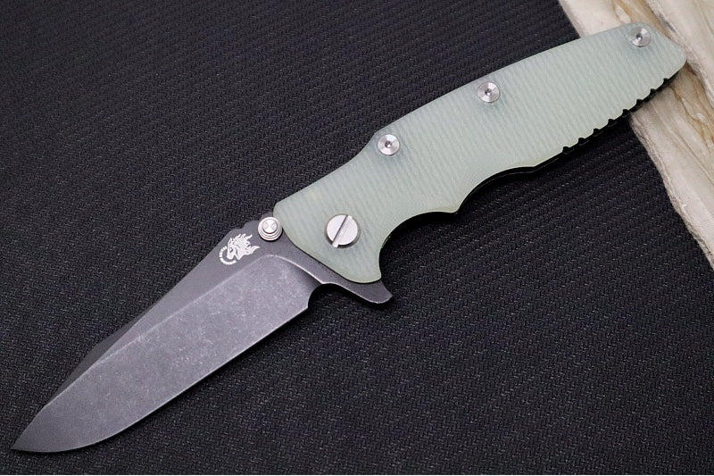 Rick Hinderer Knives Eklipse 3.5" - Spearpoint / Battle Black Anodized Frame / Translucent Green G-10 / CPM-S45VN - Northwest Knives