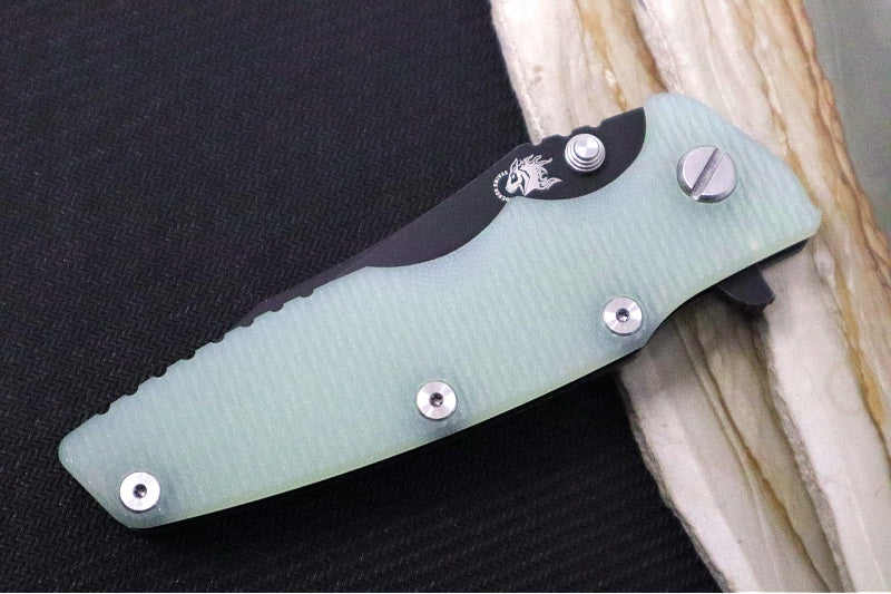 Rick Hinderer Knives Eklipse 3.5" - Spearpoint / Battle Black Anodized Frame / Translucent Green G-10 / CPM-S45VN - Northwest Knives