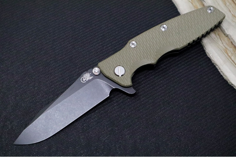 Rick Hinderer Knives Eklipse 3.5" - Spearpoint / Battle Black Anodized Frame / OD Green G-10 / CPM-S45VN - Northwest Knives