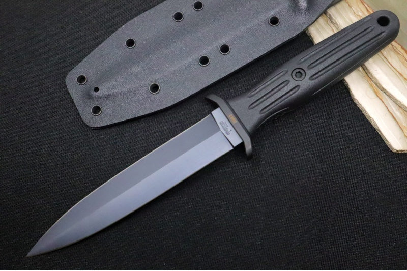 Boker Applegate-Fairbairn Black Fixed Blade - 440C Steel / Dagger Blade / Black Synthetic Handle Scales 120543B - Northwest Knives
