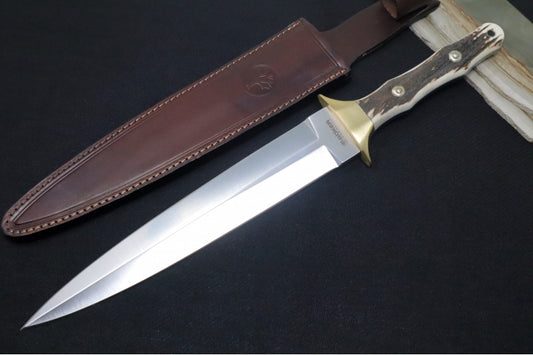 Boker Arbolito Colmillo Stag Fixed Blade - Stag Handle Scales / Dagger Blade / ACX 390 Steel 02BA918HH