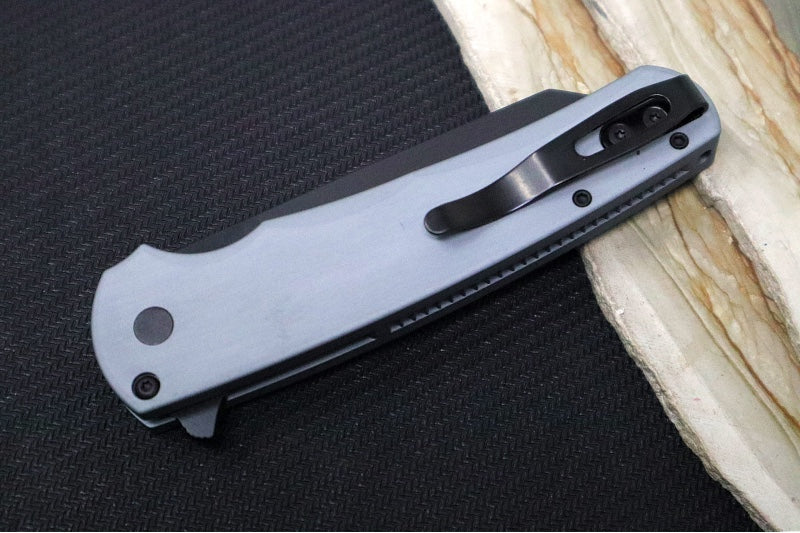 Pro Tech Malibu Flipper - Grey Anodized Aluminum Handle / Reverse Tanto Blade / CPM-Magnacut Steel / Black DLC Finish 5403-Grey - Northwest Knives