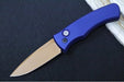 Pro Tech Duke 2 Auto Limited Heritage - Tan PVD Finished Blade / CPM-Magnacut Steel / Black Lip Pearl Push Button / Dark Navy Blue Anodized Aluminum Handle / Black Hardware & Clip DUKE2103-LTDHERITAGE - Northwest Knives
