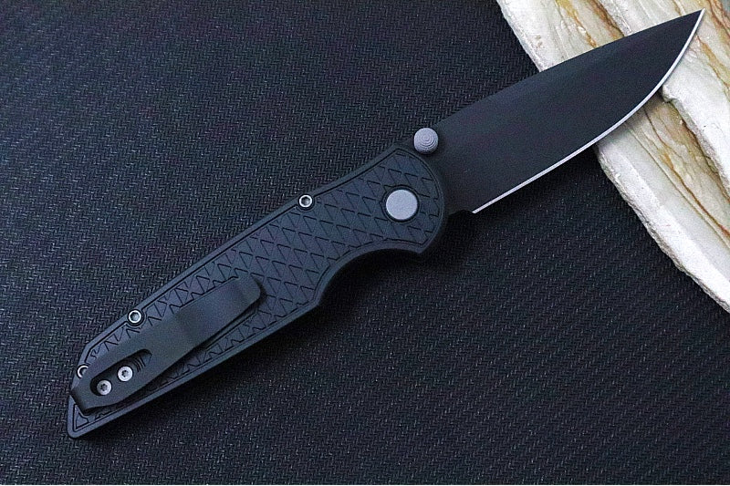 Pro Tech TR-3 Integrity - Drop Point / Black DLC Finish / CPM-Magnacut Steel / "Relic" Black Textured Anodized Handle INT1106 - Northwest Knives