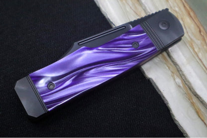 Jack Wolf Knives Gunslinger Front Flipper - Purple Kirinite Inlay / Black DLC Titanium Frame & Bolsters / CPM-S90V Steel