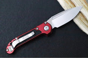 Microtech L.U.D.T Gen III - Stonewashed Finish / Drop Point Blade / Merlot Aluminum Handle & Black Traction Tape Inlay - 1135-10MR - Northwest Knives