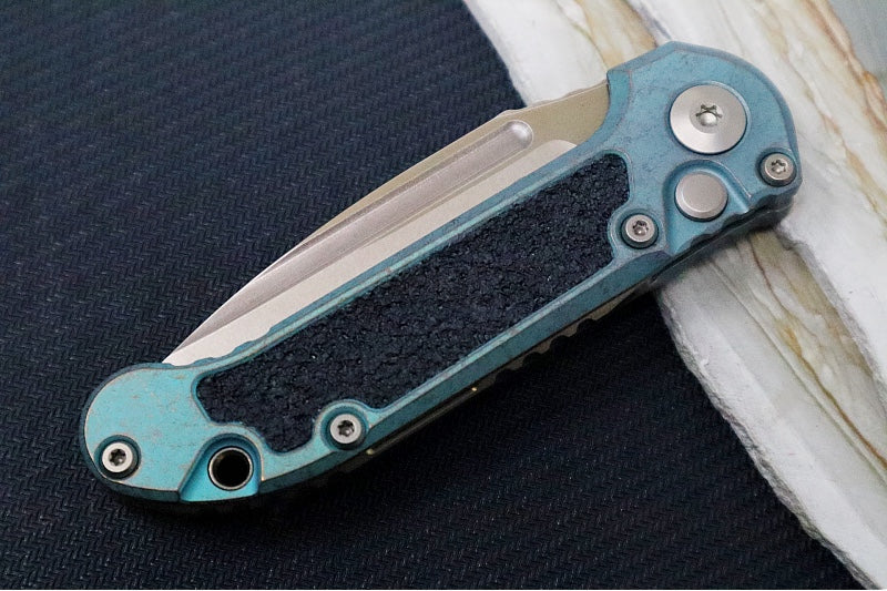 Microtech L.U.D.T Gen III Signature Series - Bronzed Stonewasdh Finish / Partially Serrated Clip Point Blade / Antique Green Anodized Titanium Handle & Textured Inlay / Bronzed Double Vapor Blasted Stainless Hardware - 1135-14MS3 - Northwest Knives