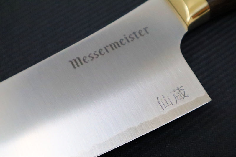 Messermeister Kawashima Series - 8" Chef Knife - Takefu San Mai Blade - Powdered SG2 Steel - Walnut Pakkawood Handle - Made in Seki City, Japan - Northwest Knives