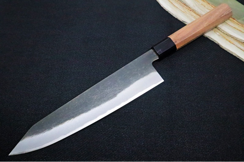 Kikuichi of Japan Kuro Series - 9.5" Gyuto Knife - White #2 Carbon Steel - Octagonal Walnut Handle - Water Buffalo Horn Ferrule - Handcrafted in Nara Japan - Northwest Knives